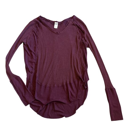 We The Free People Catalina High Low Thermal Long Sleeve Shirt Top Size Small - Picture 2 of 12